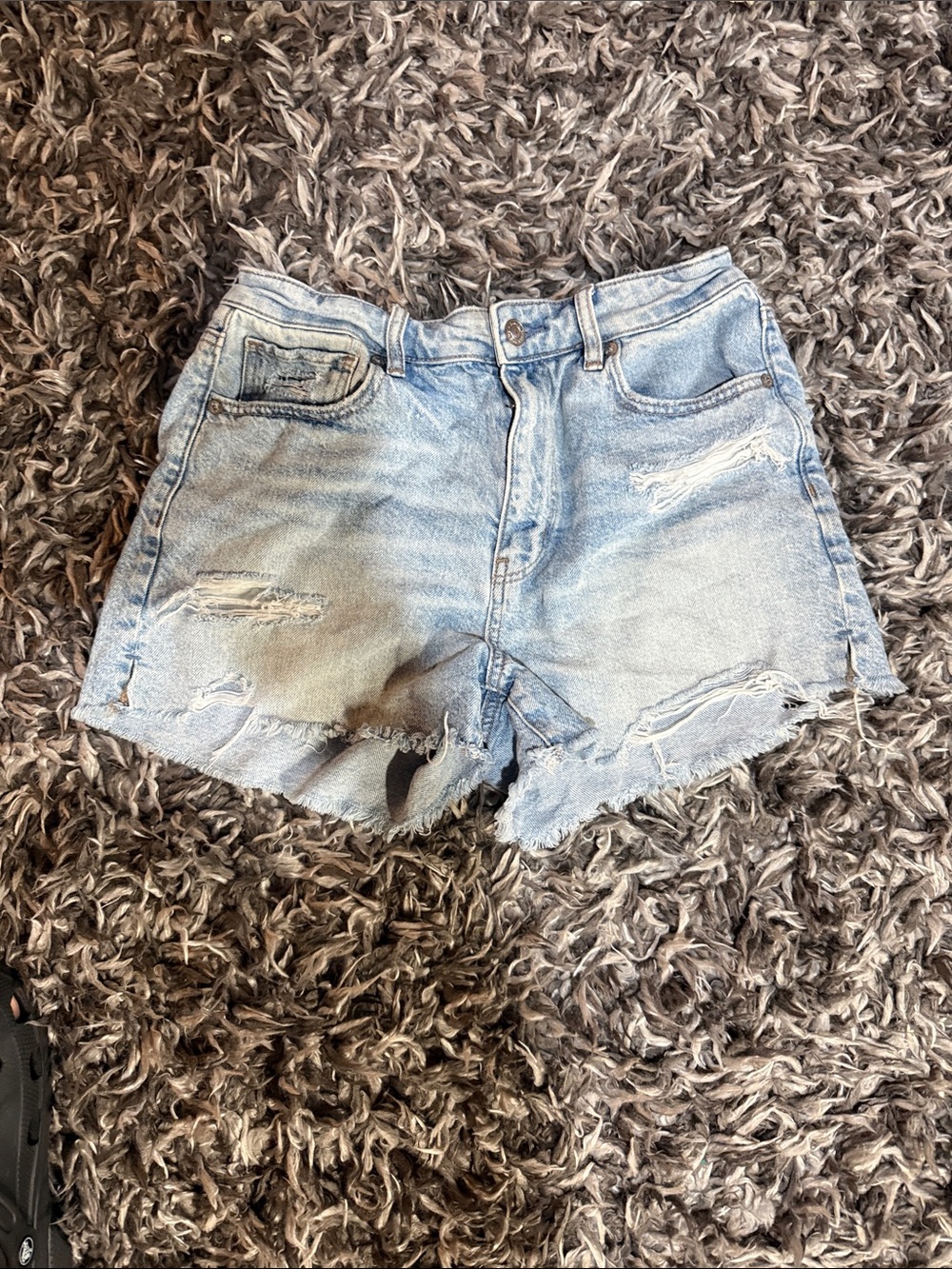 American Eagle Outfitters Light Wash Distressed Denim Shorts